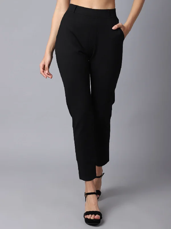 Women's Elegant Evening Attire Women's  Flat Front Black  High rise Jeggings