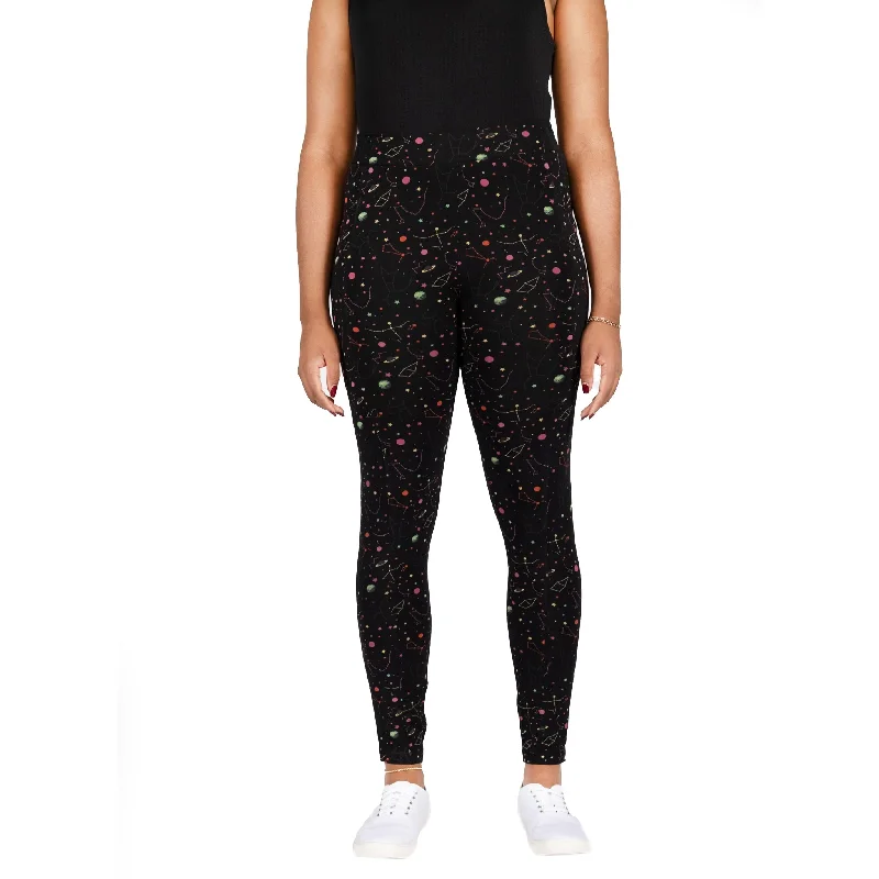 Elegant Clothing For Women Rainbow Constellations Glow-in-the-Dark Adults Leggings with Pockets