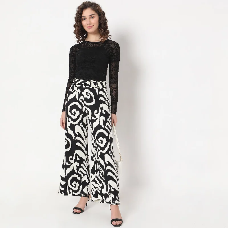 Women's Casual Garments Flare Fit Abstract High Rise Palazzos