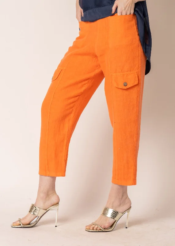 Casual Attire For Women Clover Linen Pants in Sunset Orange