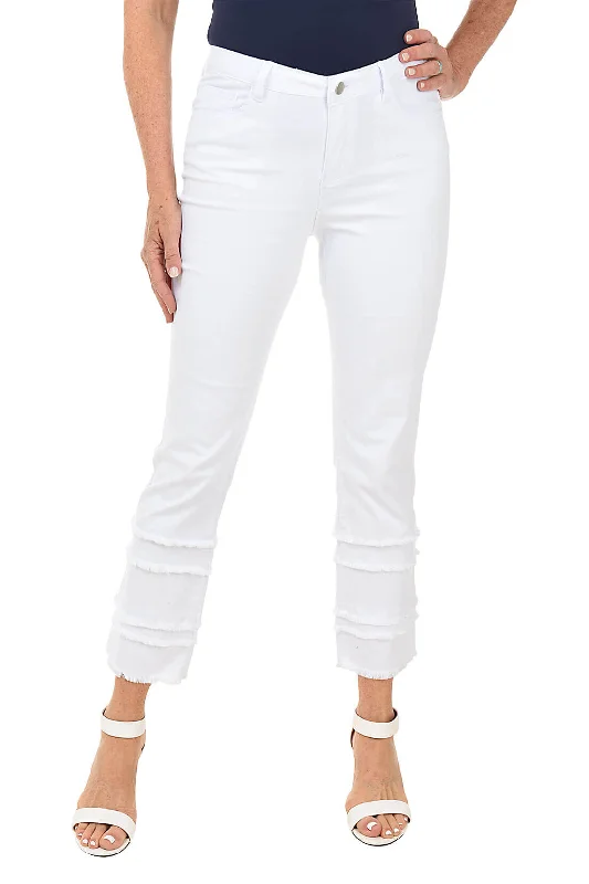 Casual Outfit For Women Frayed Tiered Denim Ankle Pant