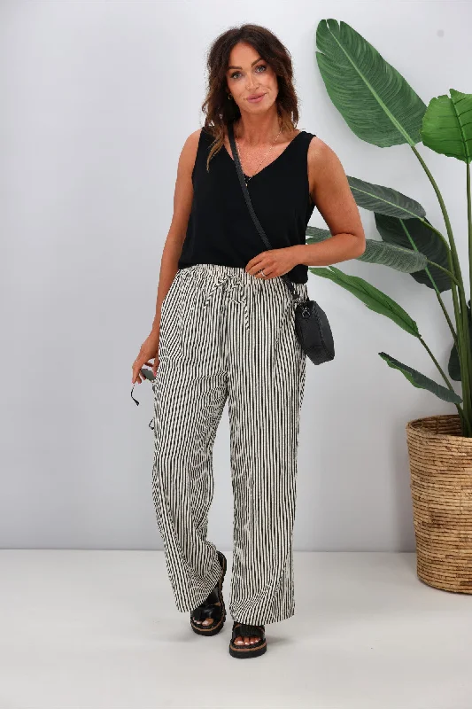 Women's Plus-Size Garments Shine On Label Ravi Wide Leg Pants Stripe