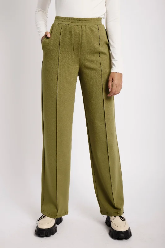 Comfortable Garments For Women Casual Tailored Ponti Pants in Olive