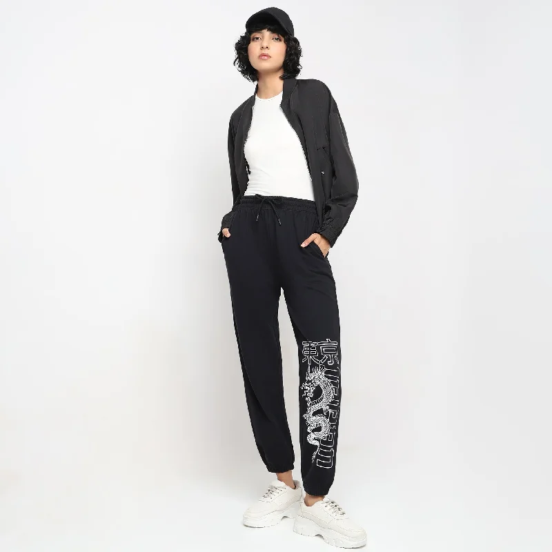 Women's Vintage-Inspired Clothing Relaxed Fit Printed Mid Rise Joggers