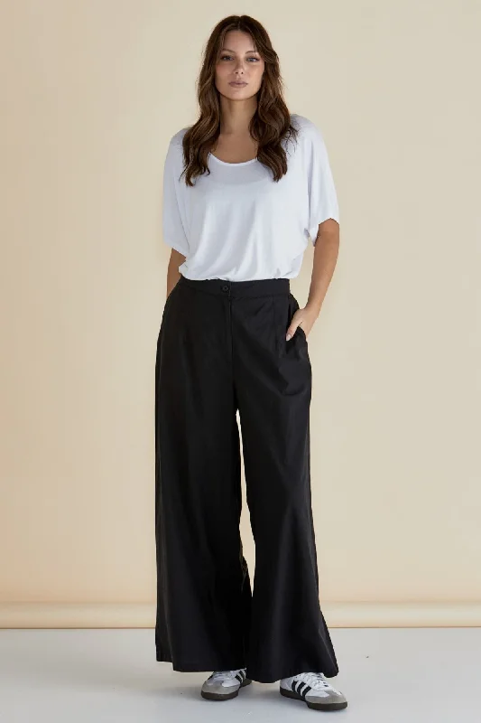 Women's Clothing For Holiday Travel Betty Basics Wendy Wide Leg Pants Black