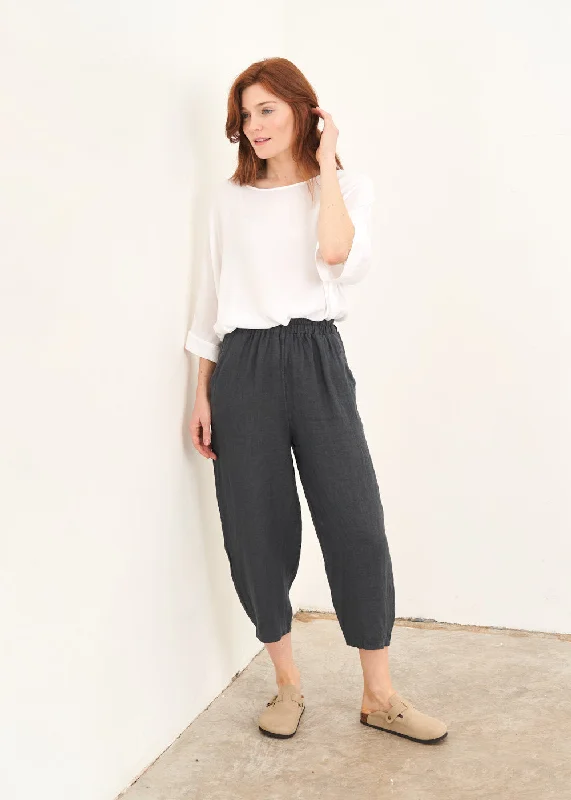 Women's Timeless Attire JESSIE LINEN TROUSER - DARK GREY