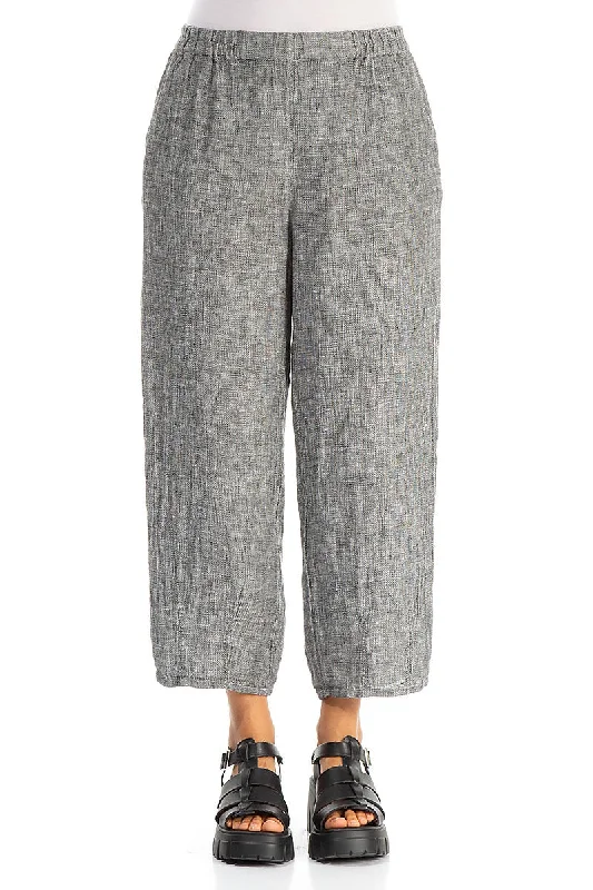 Women's Elegant Clothing Sets Tapered Grey Mélange Linen Trousers