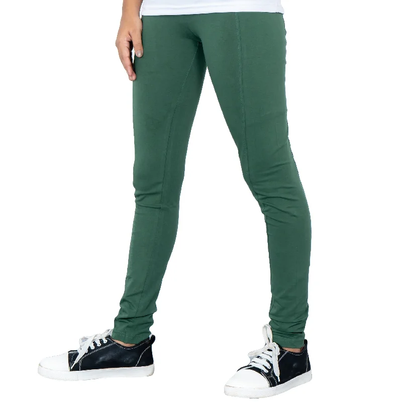 Sustainable Women's Clothing Dark Green Adults Leggings with Pockets [FINAL SALE]