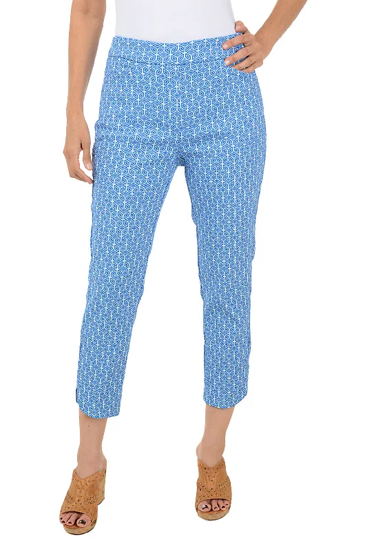 Women's Clothing Jacquard Petals Pull-On Capri Pant