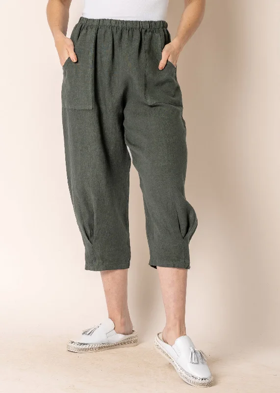 Women's Activewear Attire Flora Linen Pants in Khaki